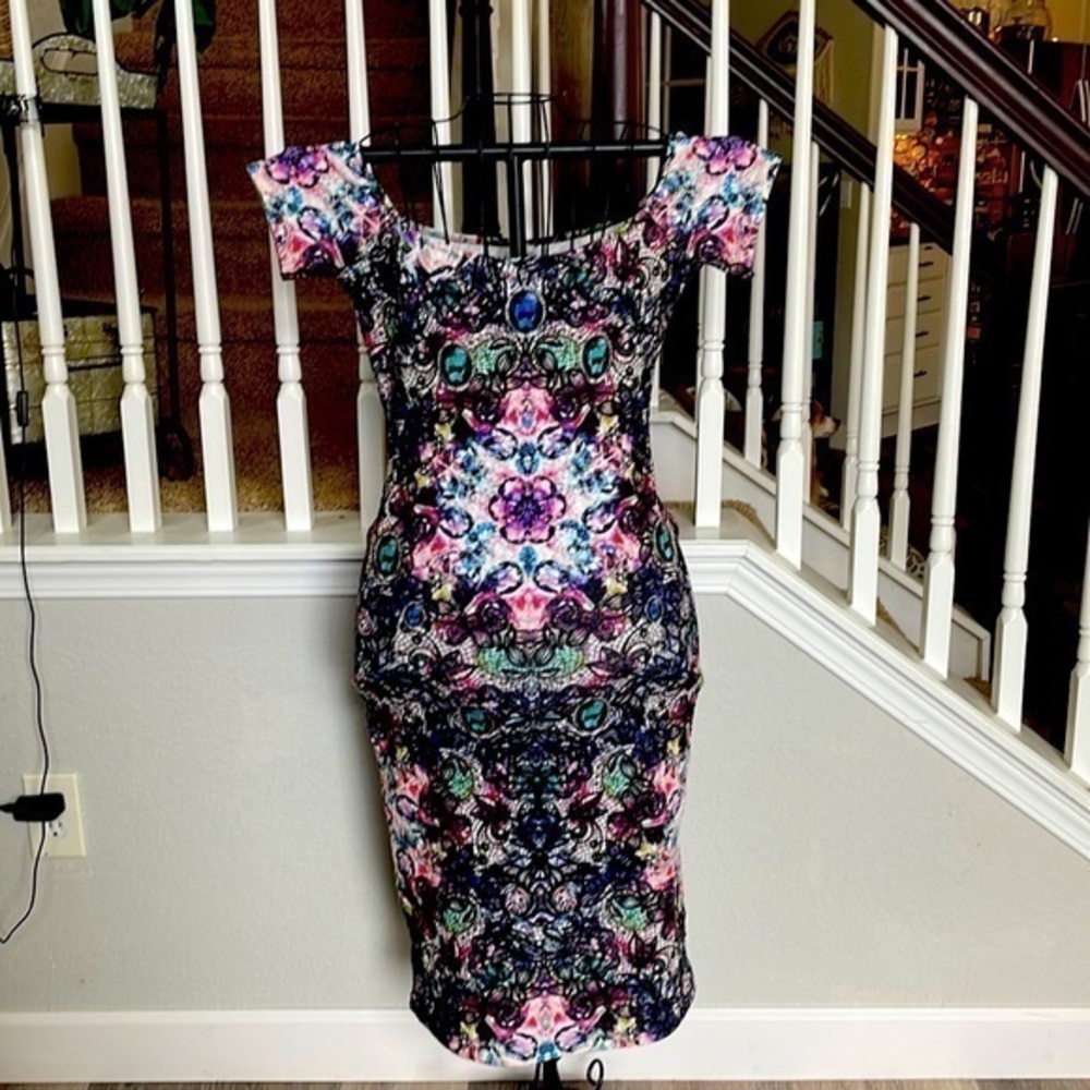 ASOS Floral Form fitting/Off the shoulder dress